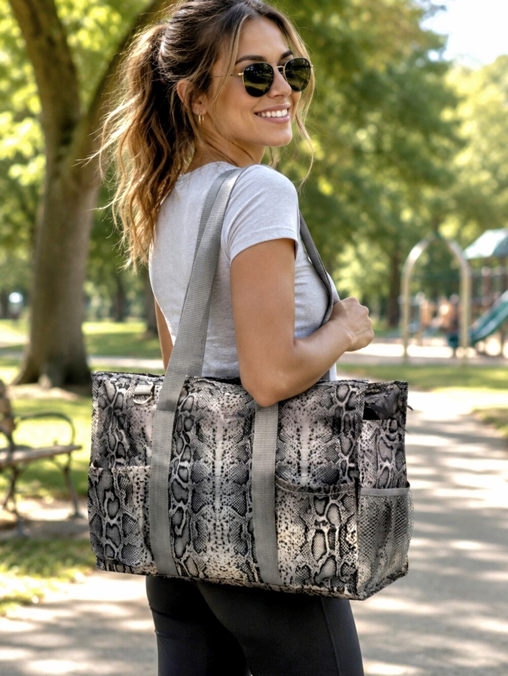 BUY NOW💖Large Water Resistant Organizer Carry Tote Bag In Python Pattern - Picture 3 of 10